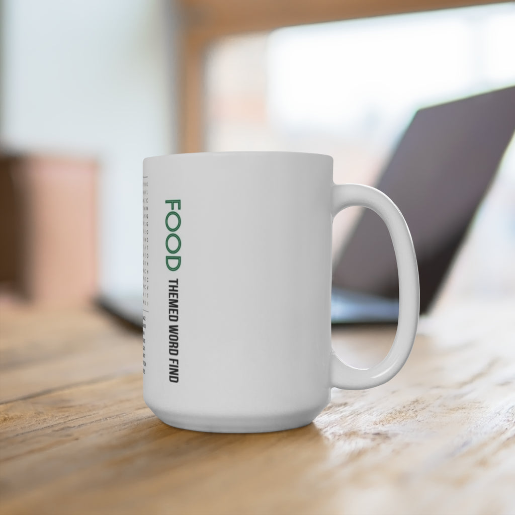 Food-Themed Word Find Puzzle Mug — 15oz Puzzle Coffee Cup