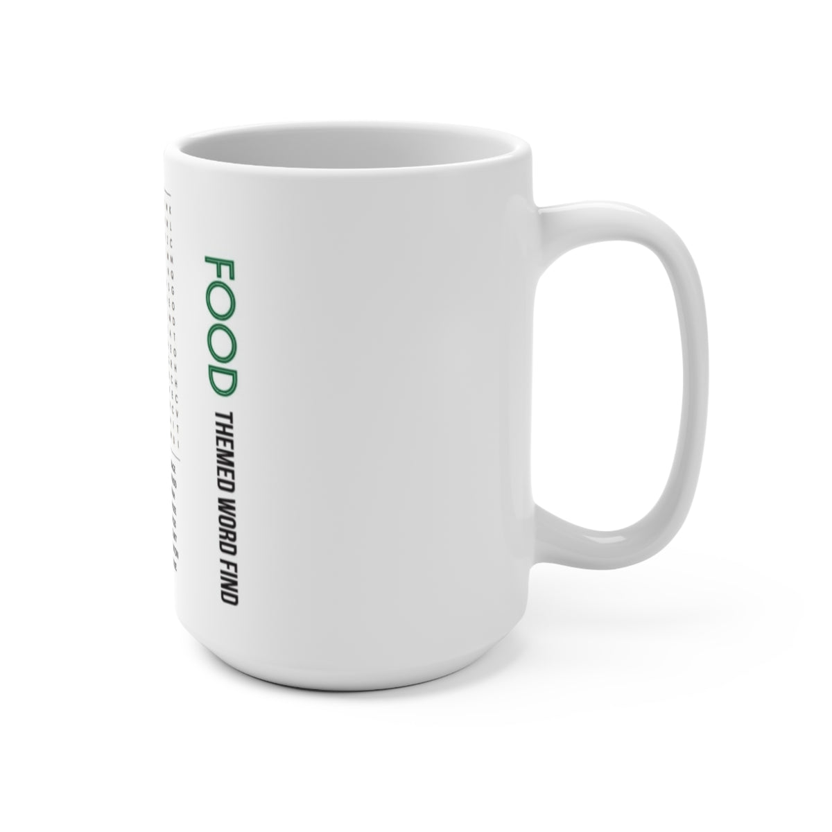 Food-Themed Word Find Puzzle Mug — 15oz Puzzle Coffee Cup